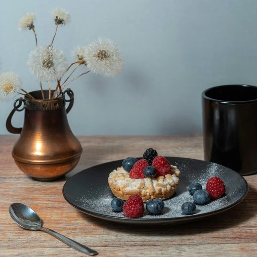 Original dessert scene with a spoon