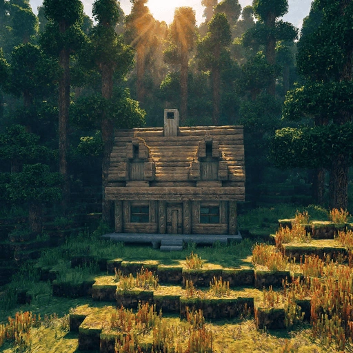 Forest house edited in Minecraft style
