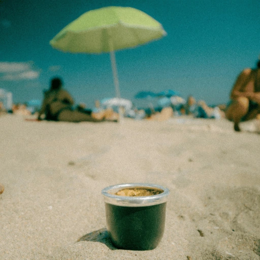 Beach cup scene with straw removed