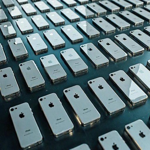 Edited image of many iPhones
